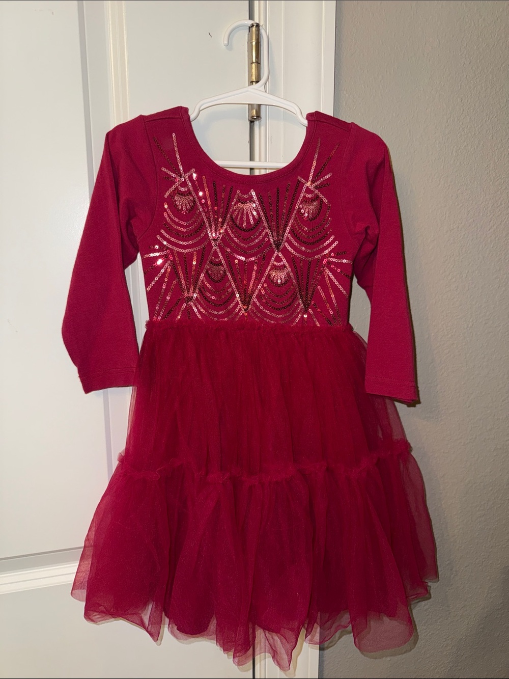 Cotton On Girls Red Sequin Tulle Party Dress